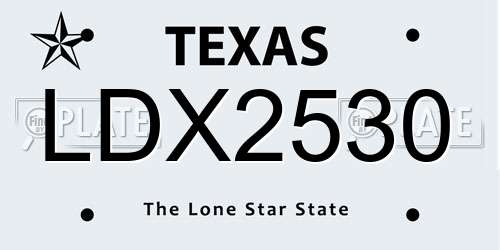 LDX2530 Texas License Plate
