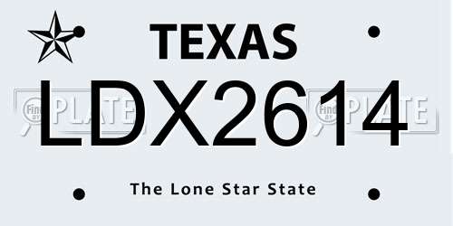 LDX2614 Texas License Plate
