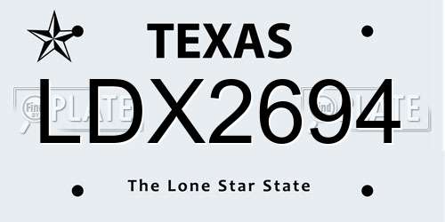 LDX2694 Texas License Plate