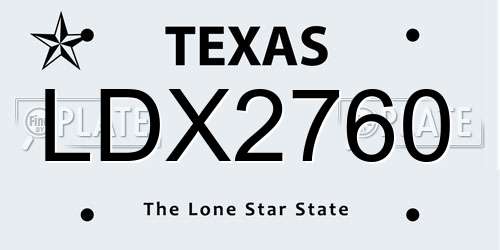 LDX2760 Texas License Plate