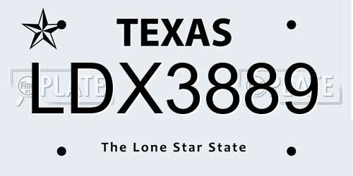 LDX3889 Texas License Plate