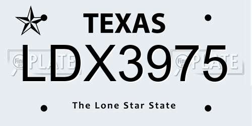 LDX3975 Texas License Plate