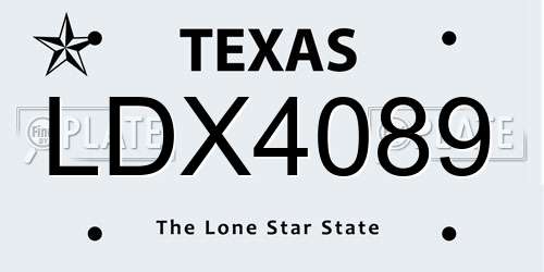 LDX4089 Texas License Plate
