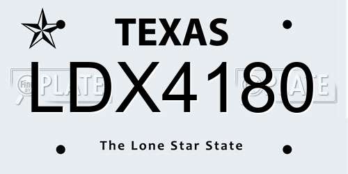 LDX4180 Texas License Plate