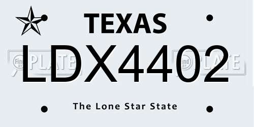 LDX4402 Texas License Plate