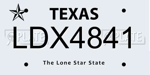 LDX4841 Texas License Plate
