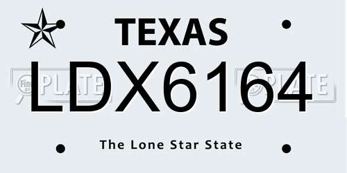 LDX6164 Texas License Plate