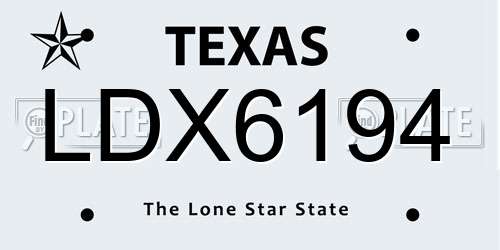 LDX6194 Texas License Plate