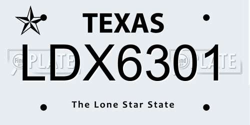 LDX6301 Texas License Plate