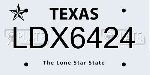 LDX6424 Texas License Plate