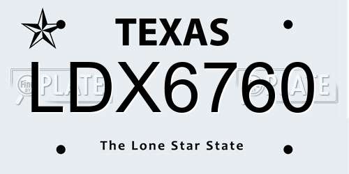 LDX6760 Texas License Plate