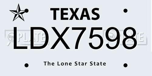 LDX7598 Texas License Plate