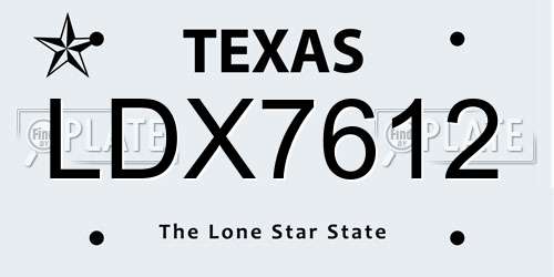 LDX7612 Texas License Plate