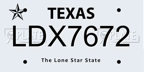 LDX7672 Texas License Plate