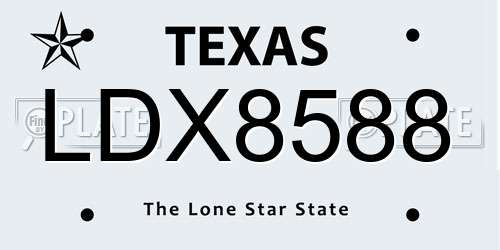 LDX8588 Texas License Plate