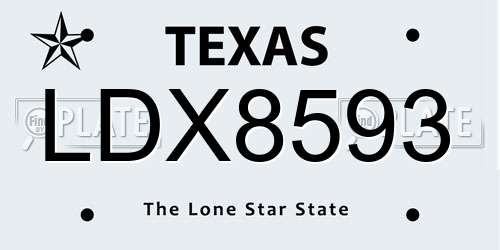 LDX8593 Texas License Plate