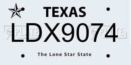 LDX9074 Texas License Plate