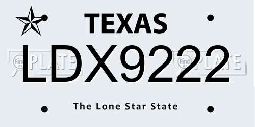 LDX9222 Texas License Plate