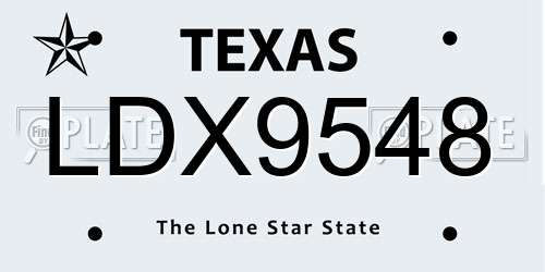 LDX9548 Texas License Plate