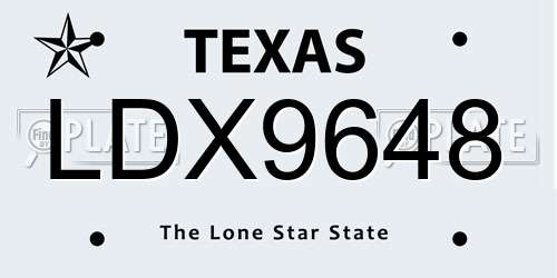 LDX9648 Texas License Plate
