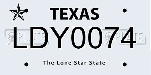 LDY0074 Texas License Plate