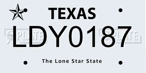 LDY0187 Texas License Plate