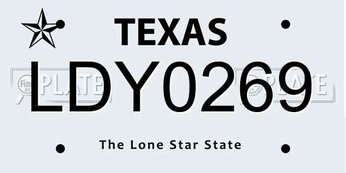 LDY0269 Texas License Plate