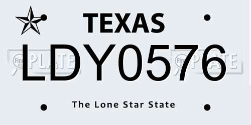 LDY0576 Texas License Plate