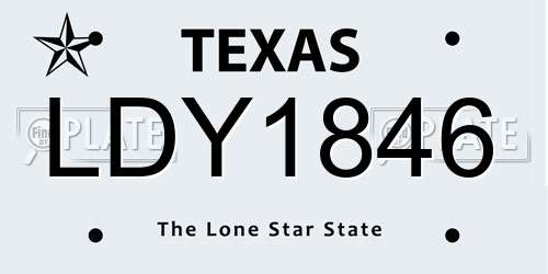 LDY1846 Texas License Plate