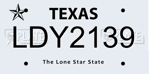 LDY2139 Texas License Plate