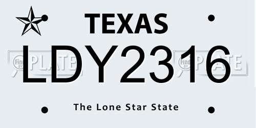 LDY2316 Texas License Plate