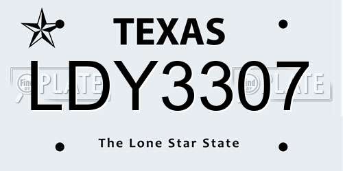 LDY3307 Texas License Plate