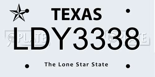 LDY3338 Texas License Plate
