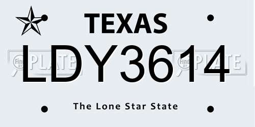 LDY3614 Texas License Plate