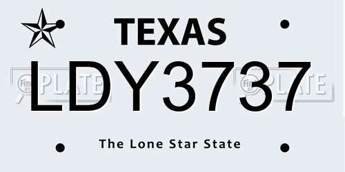LDY3737 Texas License Plate