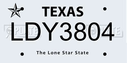 LDY3804 Texas License Plate