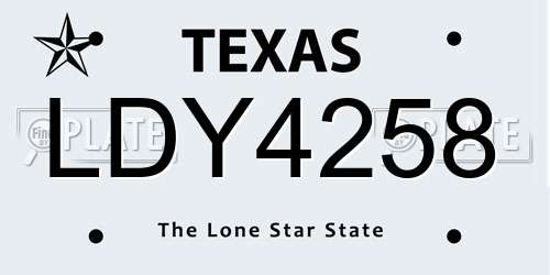 LDY4258 Texas License Plate