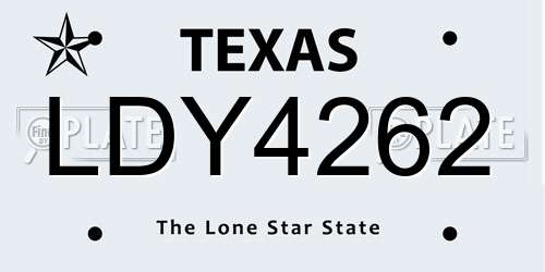 LDY4262 Texas License Plate