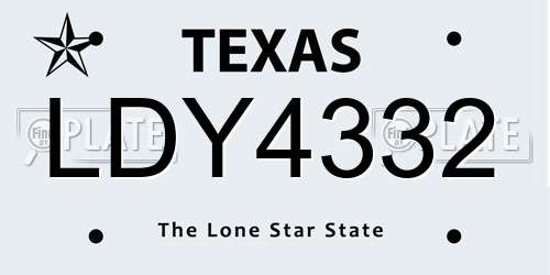 LDY4332 Texas License Plate