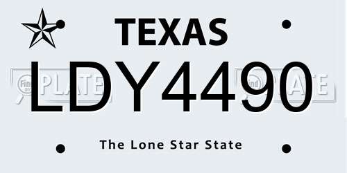 LDY4490 Texas License Plate