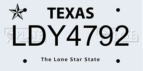 LDY4792 Texas License Plate