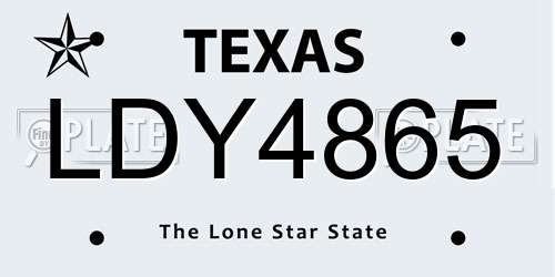 LDY4865 Texas License Plate