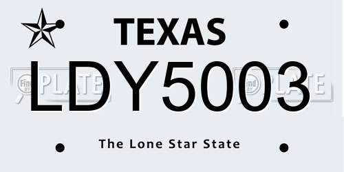 LDY5003 Texas License Plate