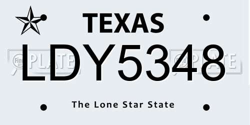 LDY5348 Texas License Plate