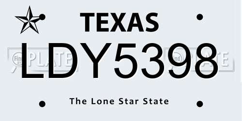 LDY5398 Texas License Plate