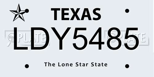 LDY5485 Texas License Plate
