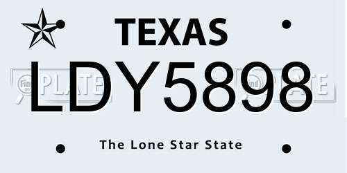 LDY5898 Texas License Plate