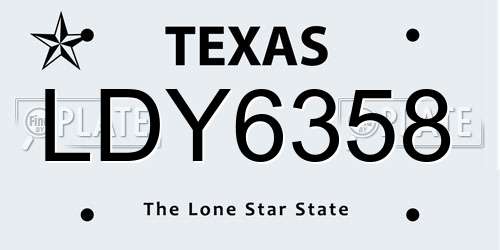 LDY6358 Texas License Plate
