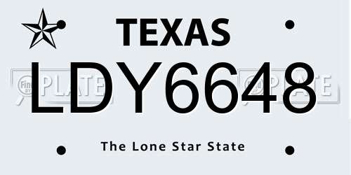 LDY6648 Texas License Plate