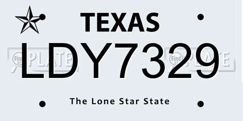 LDY7329 Texas License Plate